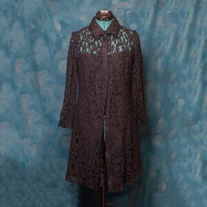 Nanette Lepore Black Lace Button Front Dress - Size 12